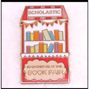 BOOK FAIR Millennial Shopping Enamel Lapel Backpack Pin NEW